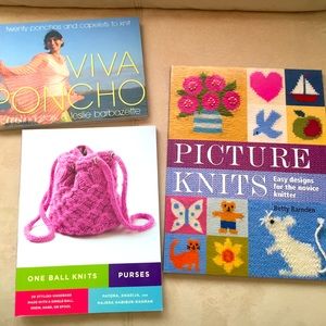 NEW 3 Knitting Books - Bags, Ponchos, Picture Knit